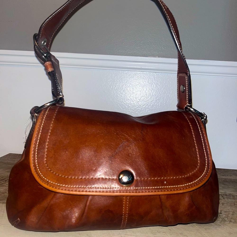 Brown real leather Coach purse